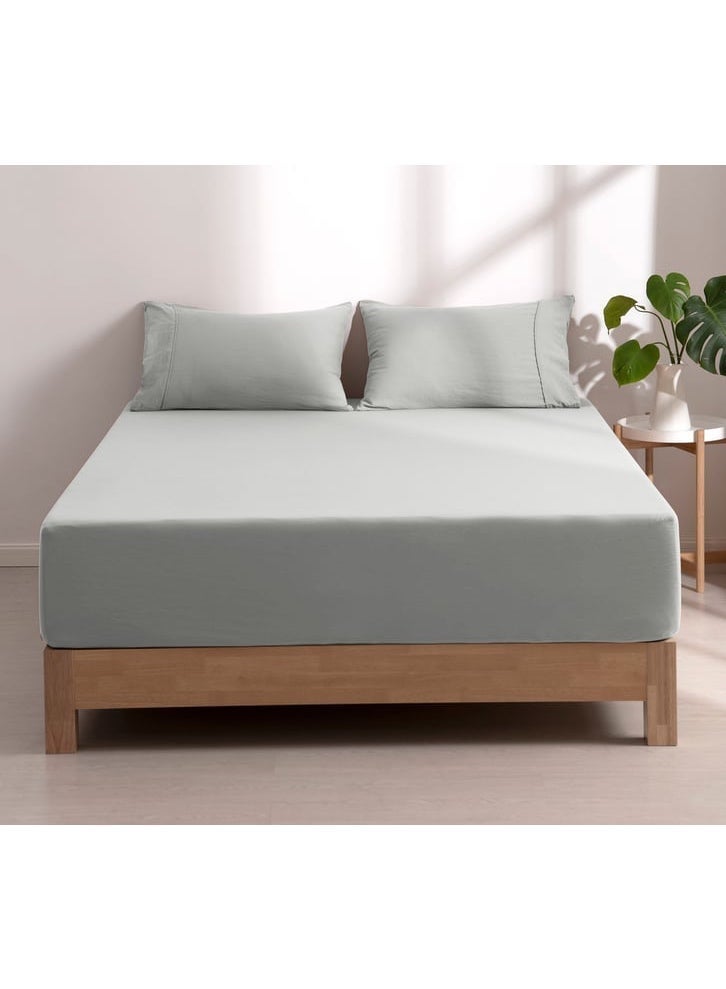 طقم ملاءات سرير فاخر بلون رمادي فاتح مريح (3 قطع) - 160 سم - Image 5